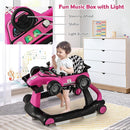 HONEY JOY 4-in-1 Baby Walker, Activity Push Walker w/3 Adjustable Heights, Smooth Wheels w/Adjustable Speed, Padded Seat, Music & Light, Foldable Car Walker for Baby Boys Girls Age 6 Months+ (Pink) by TinyTreasures Baby Boutique