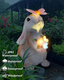 Vermeyen Solar Garden Statues Outdoor Decor-Yard Decorations for Patio,Balcony,Backyard,Lawn Ornaments-Easter Bunny Figurines with LED Light-Unique Birthday Gardening Gifts for Women,Mom,Grandma by CozyNest Decor