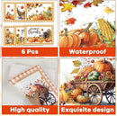 Thanksgiving Placemats Set of 6 Thanksgiving Day Plastic Table Mats Welcome Fall Place Mats Washable Vinyl Rustic Holiday Table Decoration for Indoor Outdoor Autumn Party Kitchen Dining by CozyNest Decor