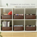 TheWarmHome Storage Basket for Organizing - 12x8x5 inch Small 6 Pack Collapsible Storage Bin for Shelves with Handles, Canves Storage Box for Cloth Closet Organizer Gift Toy (Brown) by TinyTreasures Baby Boutique