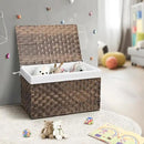 Wicker Storage Basket with Lid, 42.3 Gallon (160L) Large Blanket Basket with Lid, Woven Storage Bin with Handles, Removable Liner, Metal Frame, Foldable, for Bedroom, Laundry Room, Brown by CozyNest Decor