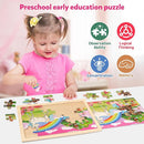 SYNARRY Large Unicorn Princess Fairy Wooden Puzzles for Girls Gift Box(12.2*9.4 in) - FSC Certified, 24 Pcs Puzzles for Kids Ages 4-6, Puzzles for Toddlers 3-5, Unicorn Toys Gifts for 3 4 5 Year Old by TinyTreasures Baby Boutique
