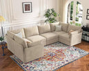 135.5" Oversized Modular Sectional Sofa, L Shaped Convertible Couch with Movable Ottoman, Large 6 Seat Corner Couches for Living Room Deep Seat Beige Chenille by CozyNest Decor