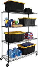Seville Classics UltraDurable Heavy Duty NSF Solid Steel Wire Rack Storage Unit, Organizer for Garage, Warehouse, Office, Restaurant, Classroom, Kitchen, Black, 4-Tier Shelving, 60" W x 24" D by CozyNest Decor
