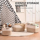 Storage Baskets for Shelves, Woven Storage Basket, Bins for Cube Storage, Cotton Rope Basket with Handles for Toy, Book, and Clothes Living Room, (4 Packs) Off White & Brown by CozyNest Decor