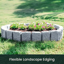 Beuta Landscape Edging | Garden Edging Border | Faux Stone Block XL for Lawn Edging, Flower Beds & Yard Edging – 1 Pack | Each Section Has 6 Blocks 48" L x 4" W x 9.5" H | 3 Spikes | Greystone by GreenHaven Gardens