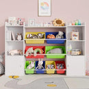Xilingol Kids Toy Storage Organizer W/8 Removable Toy Bins, 4-Tier Toy Organizers W/6 Storage Cubbies, Kid Bookshelf and Toy Storage for Playroom, Bedroom, Kids Room, Classroom by CozyNest Decor