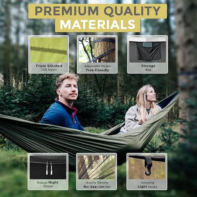 Miztli Camping Hammock -Portable Hammock w/Spacious Net & Tree Straps w/Adjustable Loops, Double and Single Hammock for Outdoor, Indoor, Hiking and Travel, photo 5 of 7