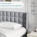 VECELO Headboard Queen Size, Linen Upholstered Headboards Only with Nailhead Trim Wingback, Square Stitched Design, Adjustable Height from 40" to 49.8", Light Grey by CozyNest Decor