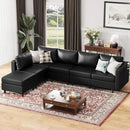 118.5" Faux Leather Modular Sectional Sofa, L Shaped Couch Set for Living Room, 6-Seater Comfy Cloud Couches with Movable Storage Ottoman Black by CozyNest Decor