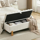 Storage Ottoman Bench for Bedroom Small Spaces 48.6 Inch with Hinged Lid Solid Wood Tapered Legs Tufted Upholstered Fabric for Living Room & Bedroom, Beige by CozyNest Decor