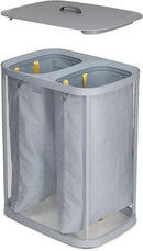 Joseph Joseph Tota 90 liter/23.8 gallon Laundry Hamper Separation Basket with lid, 2 Removable Washing Bags with Handles - Gray by CozyNest Decor
