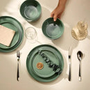 Ceramic Dinnerware Set, 12-Piece Service for 4, Round, Microwave and Dishwasher Safe, Cambridge Classics (Dusty Jade) by CozyNest Decor