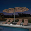PURPLE LEAF 14ft Patio Umbrella with Solar Lights Outdoor Double-Side Market Umbrella with Base Included Rectangle Table Umbrella for Pool Garden Backyard, Taupe by GreenHaven Gardens