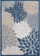 Beverly Rug Outdoor Rug 6x9 Modern Floral Tropical Area Rugs for Indoor and Outdoor Patio Easy to Clean Non Shedding Living Room Porch Garden Washable Outside Carpet (6 x 9 Blue) by CozyNest Decor