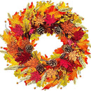 Fall Wreaths for Front Door, 24" Autumn Wreath with Berry Wood Maple Leaves and Pine Cones, Orange Thanksgiving Wreath for Outside Indoor Wall Window Home Festival Decor by CozyNest Decor