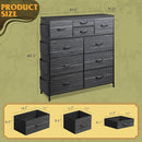 WLIVE Dresser for Bedroom with 10 Drawers, Fabric Dresser Chest of Drawers with Side Pockets and Hooks, Sturdy Metal Frame, Drawers Organizer Unit for Room, Hallway, Charcoal Black Wood Grain Print by TinyTreasures Baby Boutique