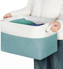 Kntiwiwo Foldable Storage Bins 15" x 10" x 9.5" Fabric Storage Basket Cube with Handles Large Linen Closet Organizer Bins for Organizing Shelf Home, Set of 3, Teal by CozyNest Decor
