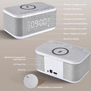 Alarm Clock Speaker Wireless Charger, Digital Alarm Clocks Bedrooms Bluetooth, Alarm Clock Dimmable Light Bedrooms Dual Alarm Snooze Dimmer 12 24H RGB Night Light Bluetooth USB AUX, Gray by TinyTreasures Baby Boutique