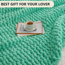 L'AGRATY Chunky Knit Blanket Throw: 50''x60'' Chenille Chunky Knitted Throw Blanket for Bed Couch - Handmade Thick Big Cable Knit Blanket - Large Crochet Rope Blanket for Home Decor(Aqua) by CozyNest Decor