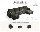 Oversized Modular Sofa Comfy Cloud Couch with Storage, Extra Deep Plush Sectional Sofa Set for Living Room, Covers Washable, Chenille, Olar (Black, 6-Seater with 2 Ottomans, u-Shaped) by CozyNest Decor