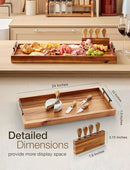 24" Large Charcuterie Tray with Handles, Extra Long Wooden Serving Cheese Boards - Serving Platter for Meat, Party Appetizers, Outdoor & Fruits Display (Acacia Wood) by CozyNest Decor