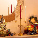 Sziqiqi Gold Taper Candle Holder for Centerpiece - 3-arm Candlesticks Holder for Wedding Table Centerpieces Metal Candle Stick Holders for Fireplace Mantle Set of 6 by CozyNest Decor