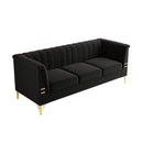 82.67" Modern Chenille Upholstered Couch with Bolster Armrest 3-Seat Sofa for Living Room