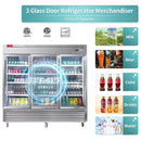 82" Commercial Stainless Steel Upright Display 3 Section Merchandiser Refrigerator (SAK15724)