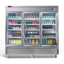 82" Commercial Stainless Steel Upright Display 3 Section Merchandiser Refrigerator (SAK15724)