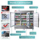 82-Inch Commercial Stainless Steel Upright Display 3 Section Merchandiser Refrigerator (SAK15724)