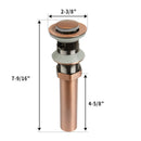 Copper Pop Up Drain Stopper With Overflow - AK82003C