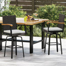 Set of 2 Outdoor 360¬∞ Swivel Bar Stool with Cushion and Acacia Wood Armrests by DirectDeals