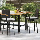 Set of 2 Outdoor 360¬∞ Swivel Bar Stool with Cushion and Acacia Wood Armrests by LJGDeals
