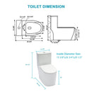 1 Piece Toilet For Bathroom, Soft Closing Seat, Dual Flush 1.1 / 1.6 Gpf - White by HouseOfZazla