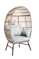 Outdoor Garden Wicker Egg Chair And Footstool Patio Chaise, With Cushions, Outdoor Indoor Basket Chair by HouseOfZazla