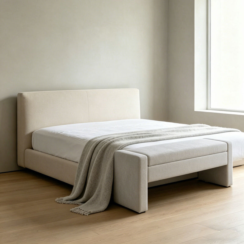 Upholstered Storage Bench With Tufted Seat, Ottoman For Living Room - White, photo 3 of 6