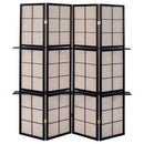 4 Panel Folding Screen With Shelves - Brown by HouseOfZazla