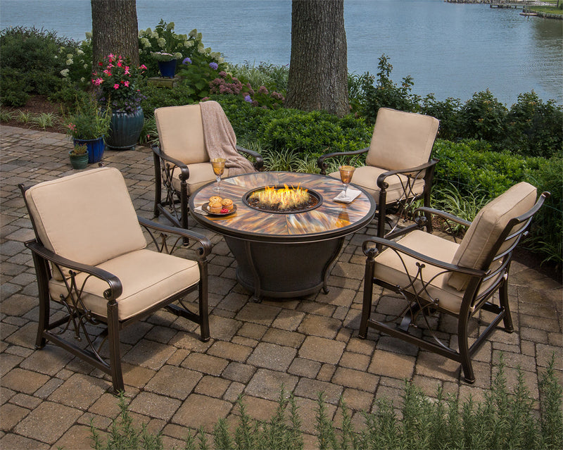 Aluminum Deep Seating Rocking Club Chairs in Antique Copper (set of 4)