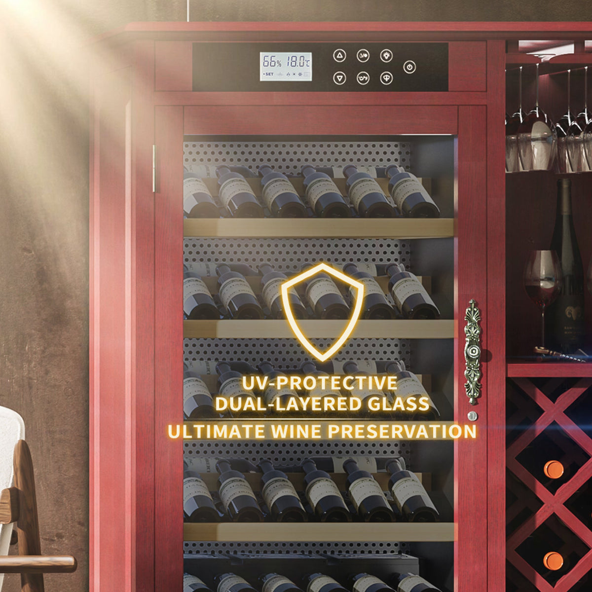 69 Bottles Wood Wine Refrigerator Cabinet, photo 9 of 10