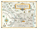 Vintage Map of Philadelphia, Pennsylvania 1940