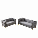 Deep Seat Sofa With Button Nailhead, Square Arm Couches by HouseOfZazla