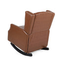 Moss Upholstered Rocking Recliner With Diamond Tufting And Wingback - Light Brown by HouseOfZazla