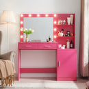 Vanity Desk With Mirror And Lights, 46.4In Dressing Table With 2 Large Drawer & Large Vertical Organizer, 3 Level Dresser & 3 Lighting Modes Adjustable Brightness, Suitable For Bedroom by HouseOfZazla
