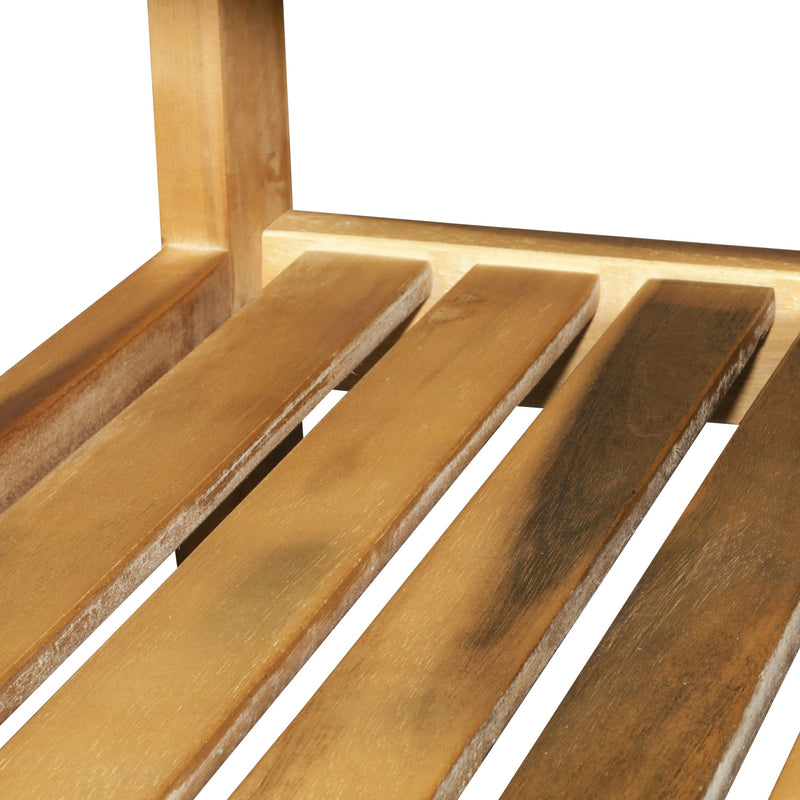 36" Outdoor Coffee Table 2-Shelf Acacia Wood Rectangular Buffet Storage Organizer Natural Finish Teak Patio, Deck, Lawn, Garden