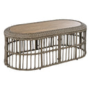 4-Piece Rattan Outdoor Patio Conversation Set with Seating Set for 5 and Coffee Table for Porch, Backyard and Garden (Brown Grey)