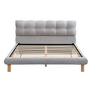 Full Size Upholstered Platform Bed Frame with Cookie-Shaped Headboard