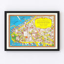 Vintage Map of Manhattan, New York 1926