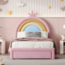 Upholstered Rainbow Design Bed, Princess Platform Bed With Storage Drawer by Unique Piece Furniture