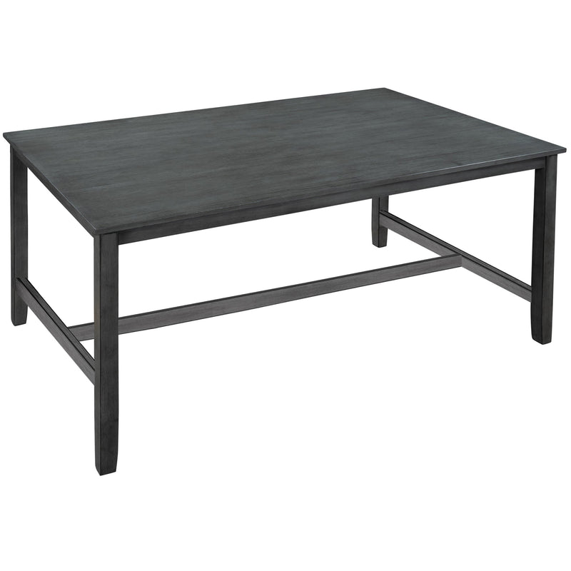 6 Piece Wooden Dining Table set, Kitchen Table set with 4 Chairs and Bench, Farmhouse Rustic Style,Gray